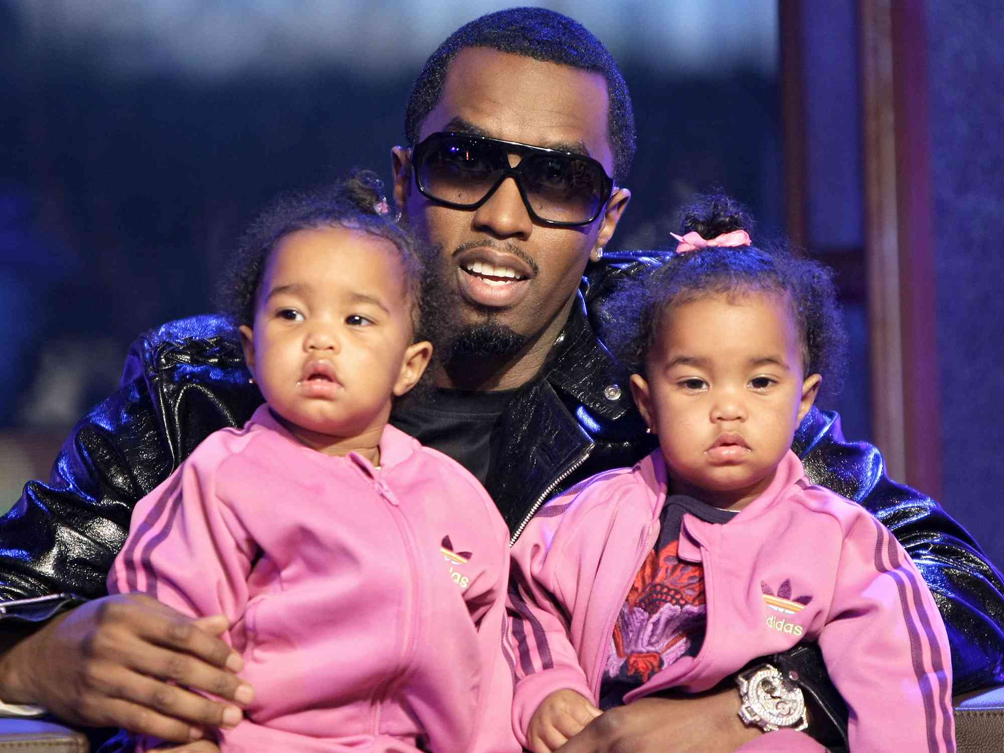 P diddy and his twin girls in pink